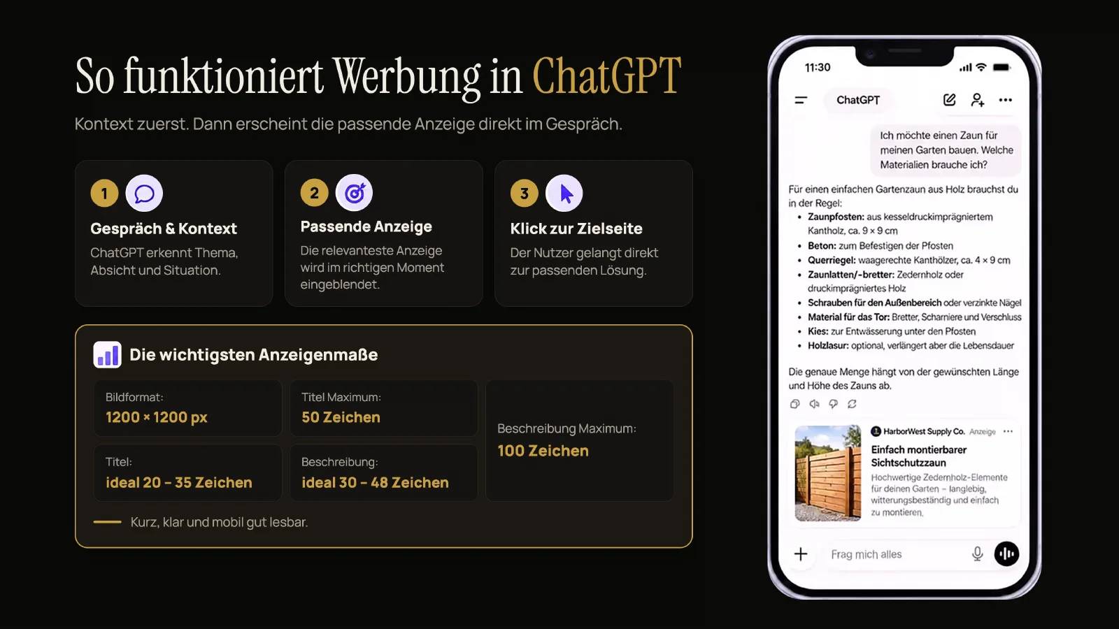 So funktioniert Werbung in ChatGPT – Ablauf und Anzeigenmaße