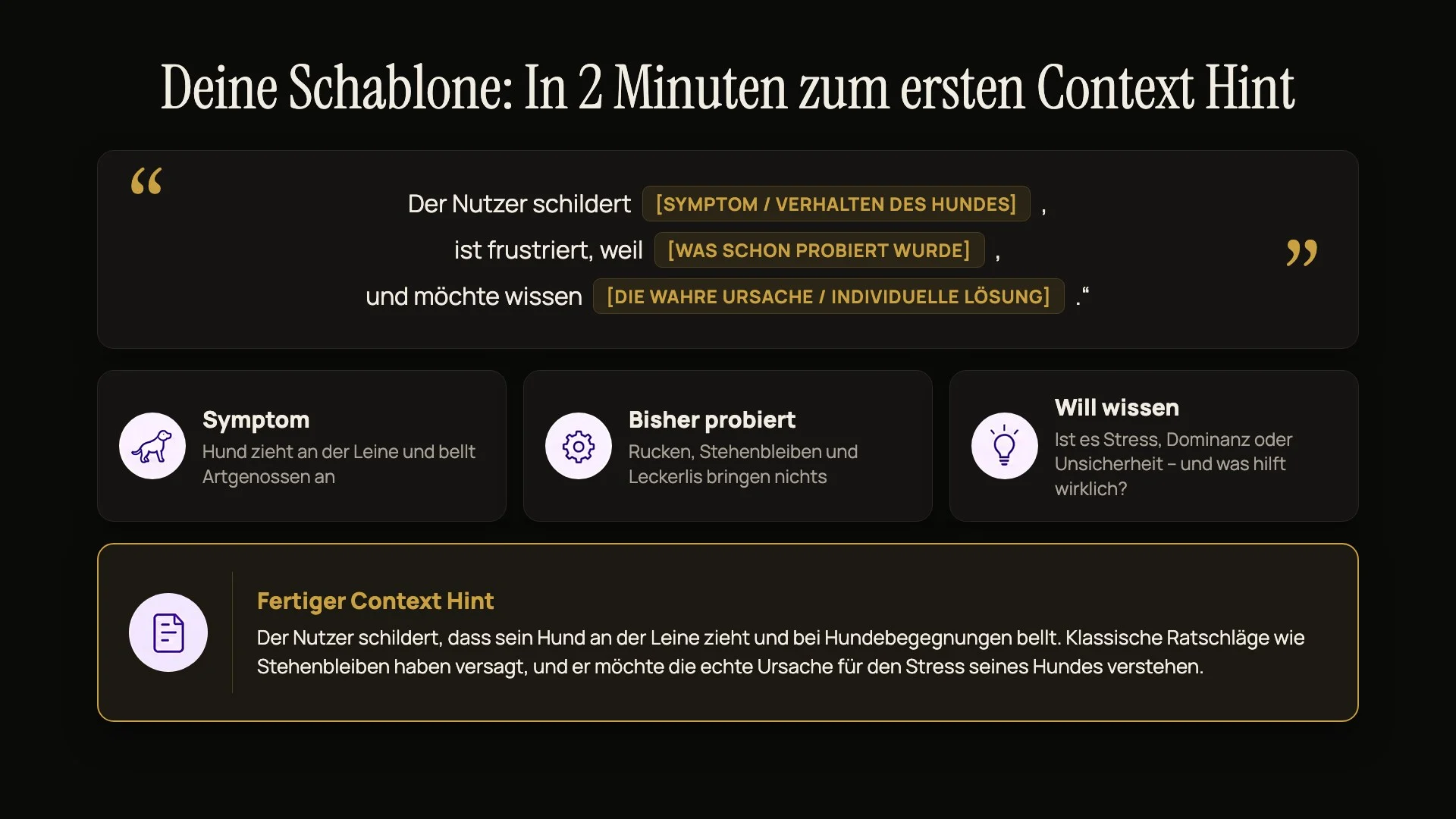 Context-Hint-Vorlage mit einer ausformulierten Kundensituation