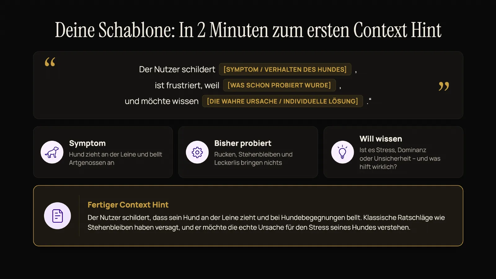 Die Schablone für deinen ersten Context Hint