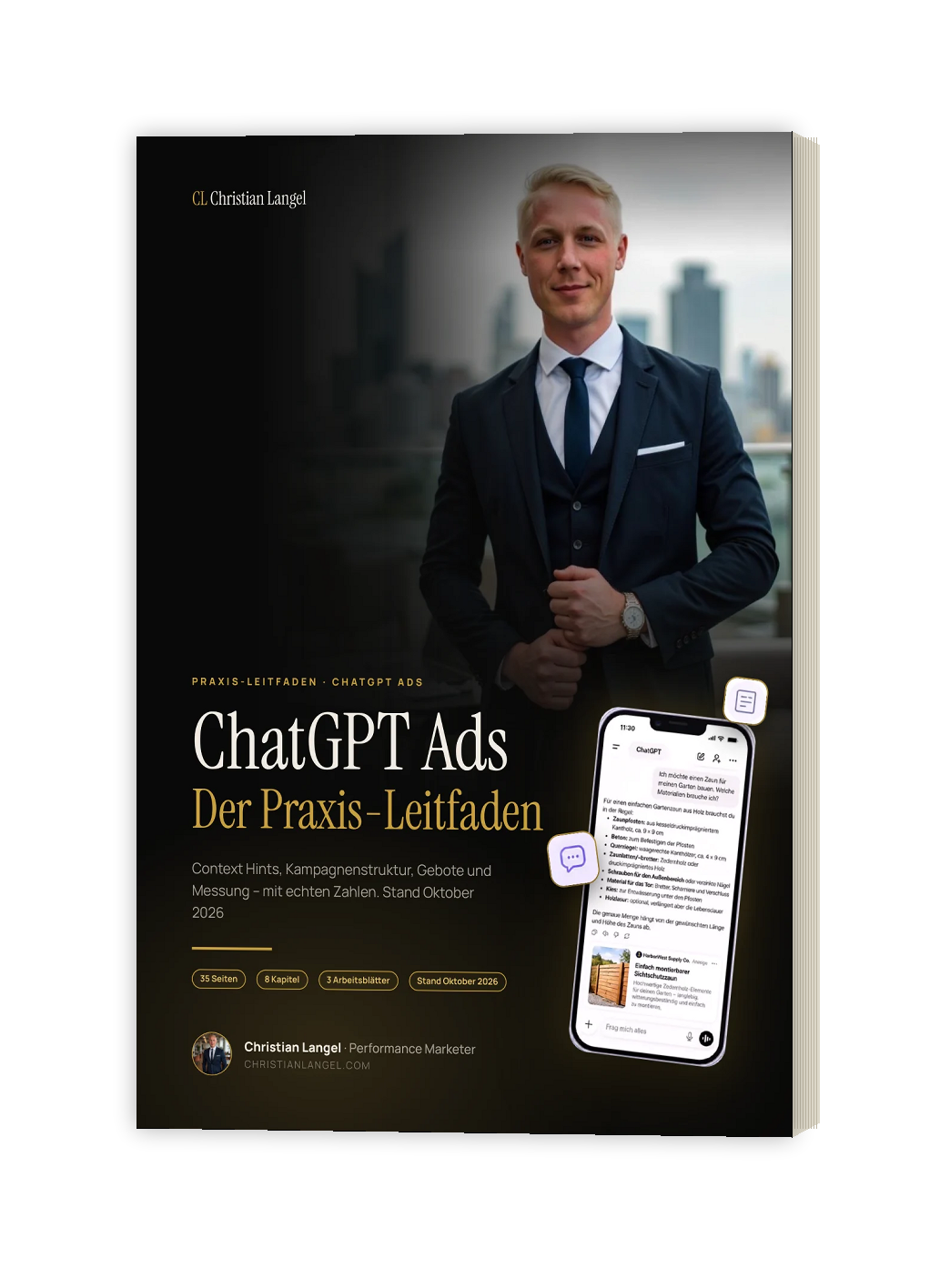 Mockup des ChatGPT Ads Praxis-Leitfadens